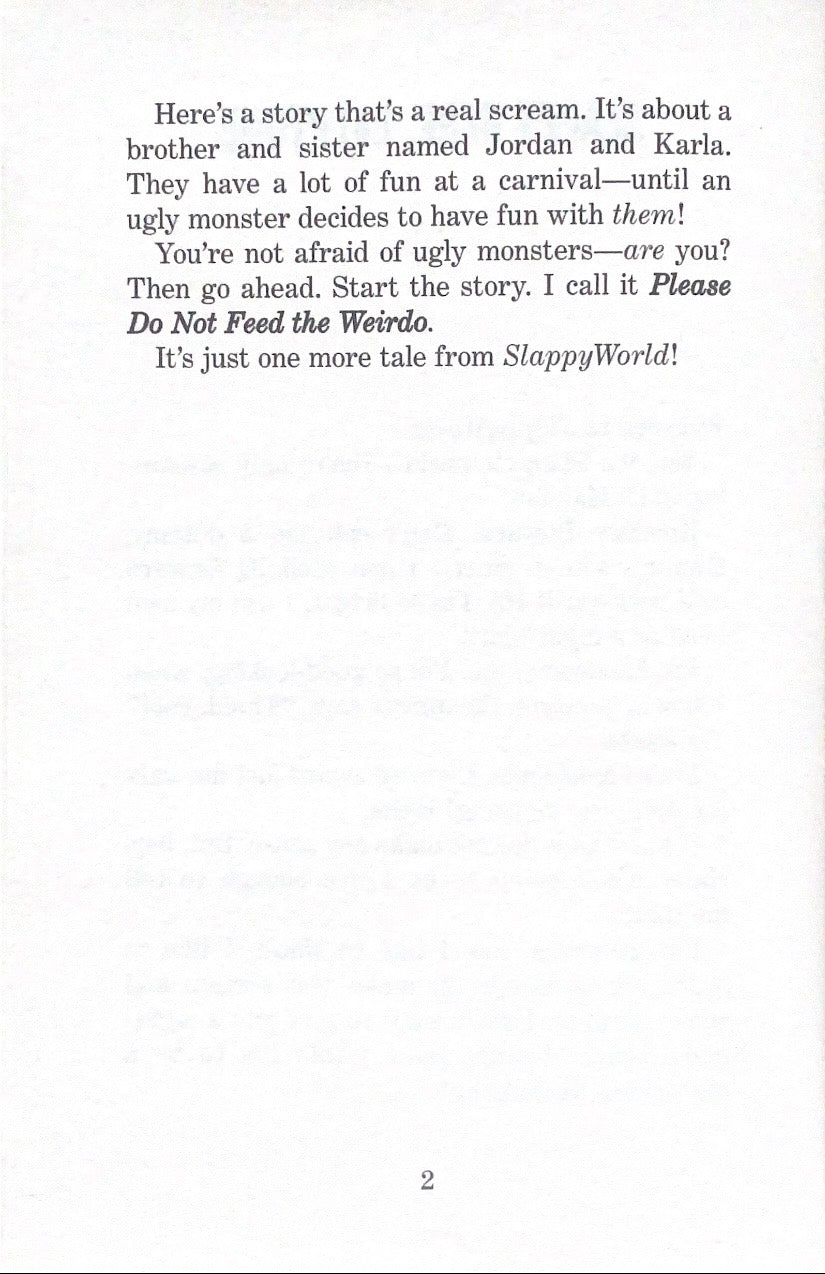 Goosebumps Slappy World Please Do Not Feed the Weirdo